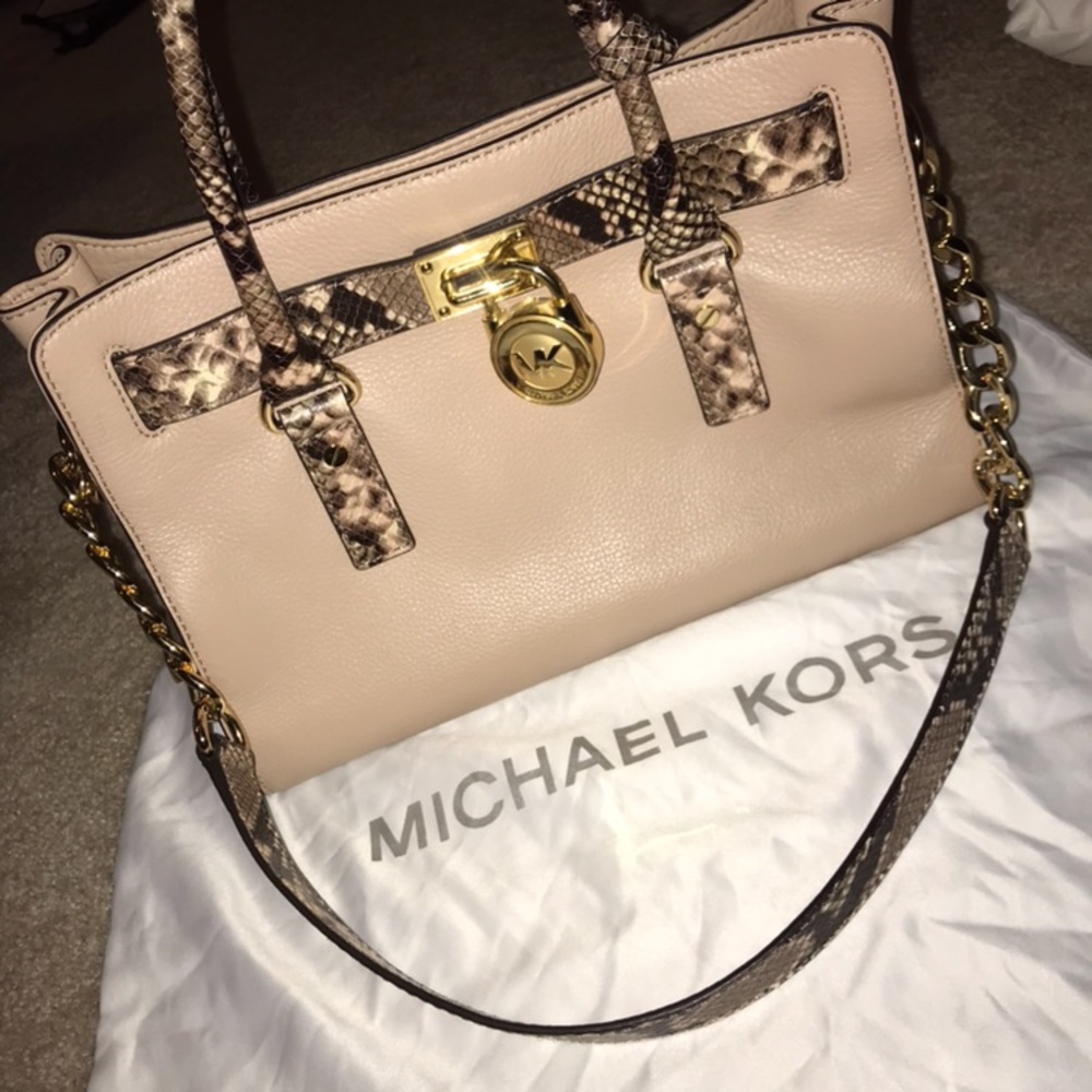 Michael kors snakeskin/ nude purse